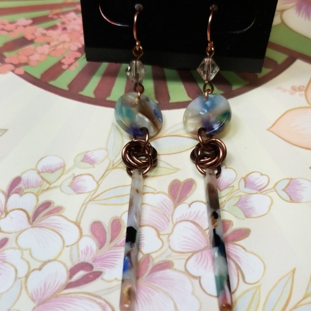 Copper Wire Dangle Pierced Earrings